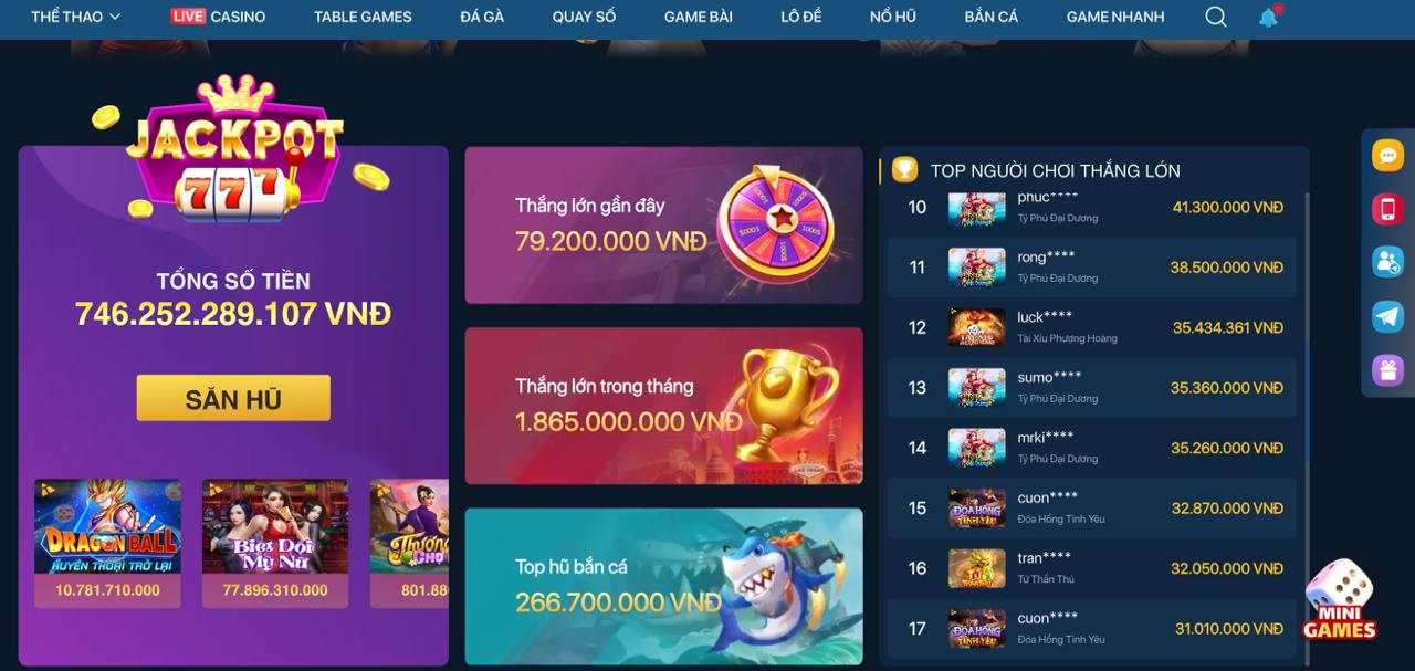 Ảnh chụp màn hình tính năng Jackpot của BK8